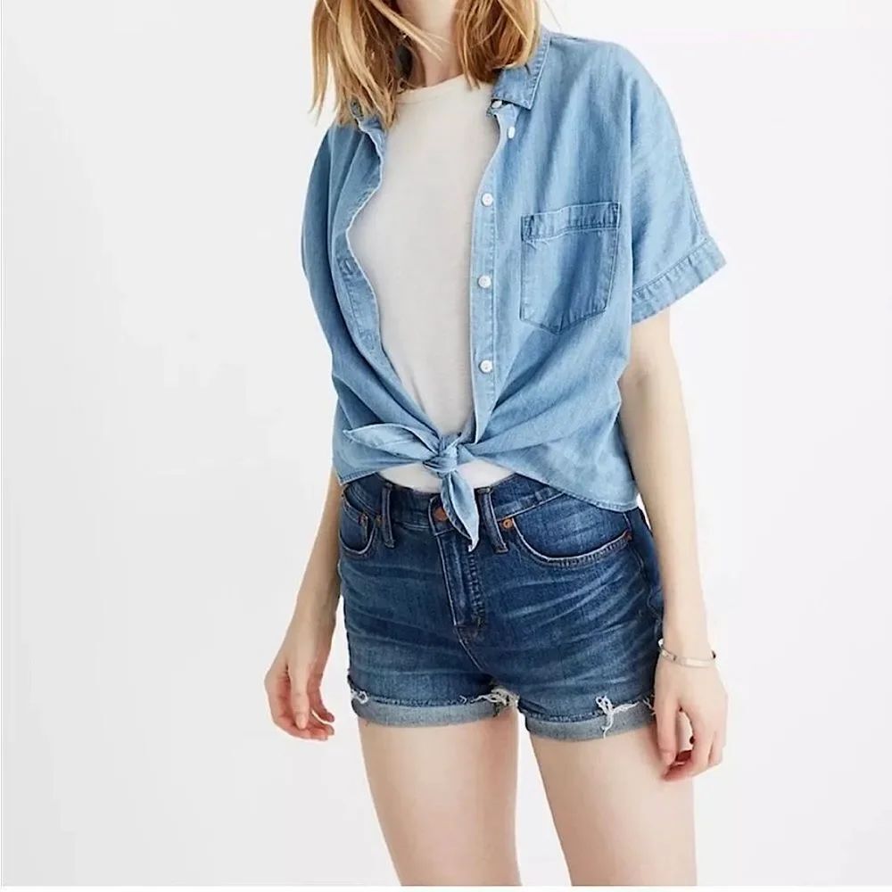 Madewell High-Rise Cut Off Denim Shorts 31 Medium Wash Blue